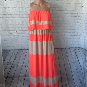Lucky Day Orange & Tan Long dress size M